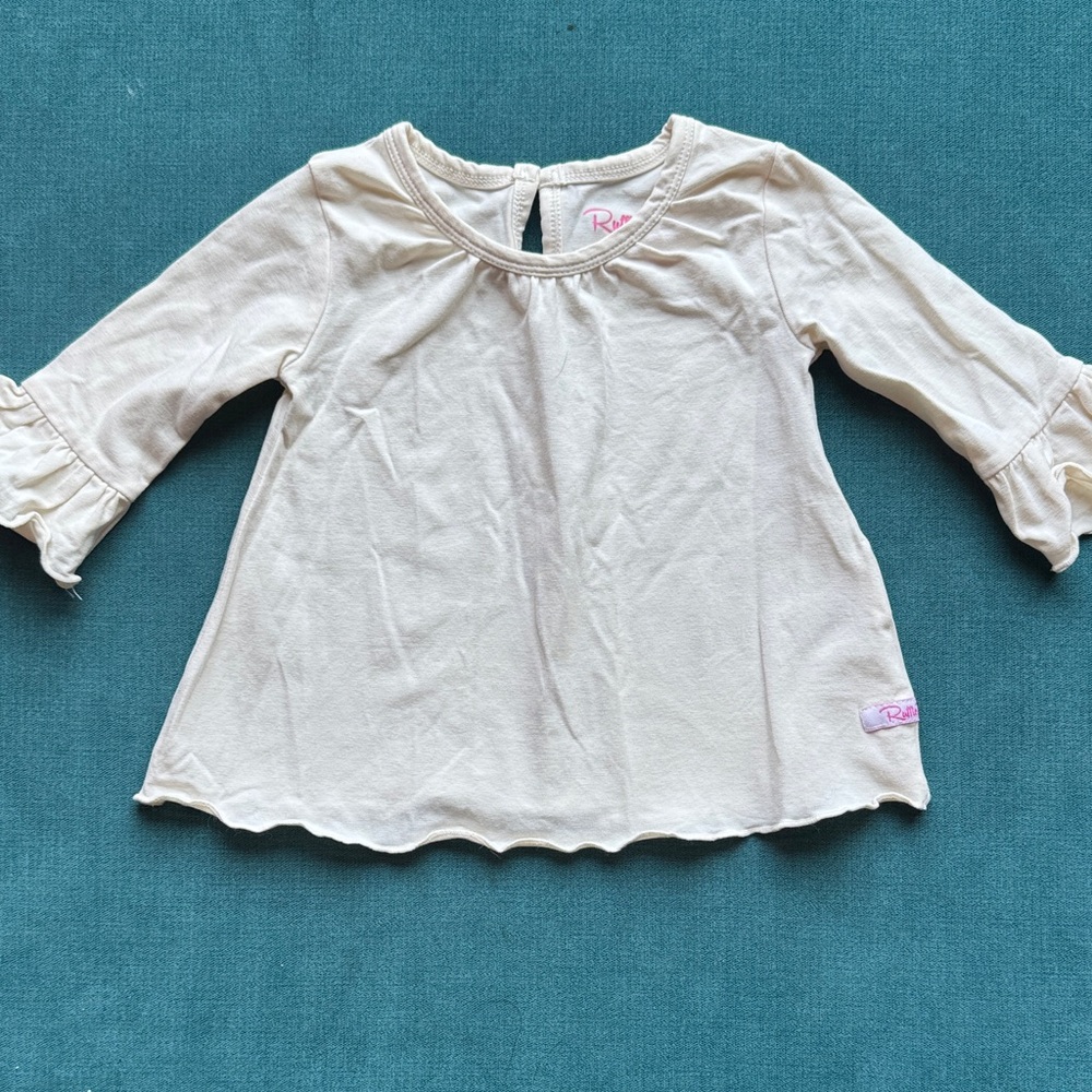 Rufflebutts Cream Ruffle Sleeve Swing Top